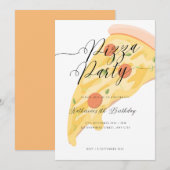 Slice of Fun! Waterverf Pizza Party Verjaardag Kaart (Voorkant / Achterkant)