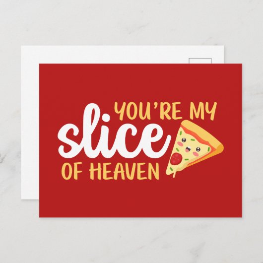 Slice of Heaven Cute Pizza Funny Valentijnsdag Briefkaart (Voorkant / Achterkant)