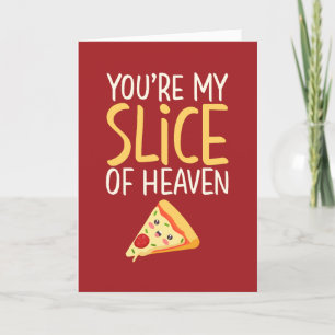 Slice of Heaven Pizza Pun Funny Valentijnsdag Feestdagen Kaart