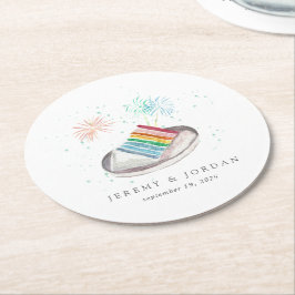 Slice of Love Personalized Couples Ronde Kartonnen Onderzetter