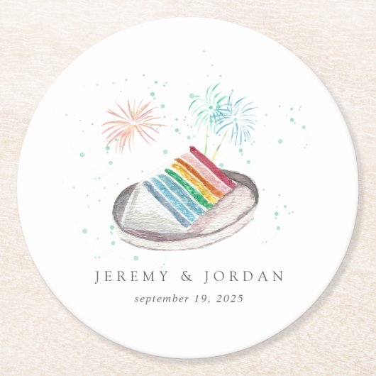 Slice of Love Personalized Couples Ronde Kartonnen Onderzetter (Voorkant)