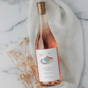 Slice of Love Personalized Couples Wijn Etiket