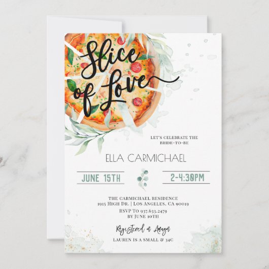 Slice of Love Pizza Vrijgezellenfeest Kaart (Voorkant)