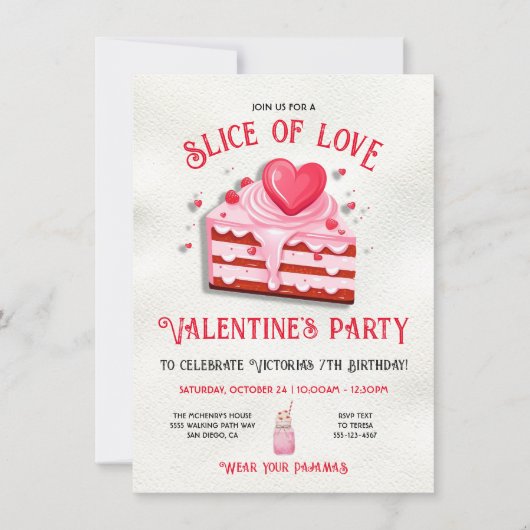 Slice of Love Valentijns's Cake Verjaardagsfeestje Kaart (Voorkant)