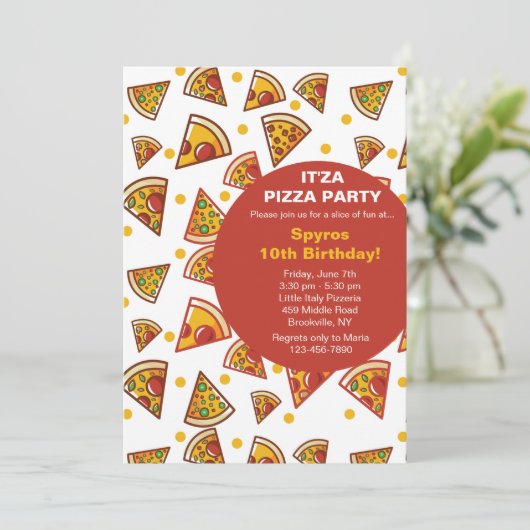 Slice of Pizza Invitation Kaart (Staand voorkant)