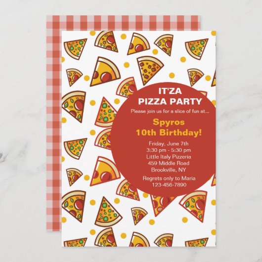 Slice of Pizza Invitation Kaart (Voorkant / Achterkant)