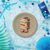 Slice of Strawberry Shortcake Aardbeien Papieren Bordje (Feest)