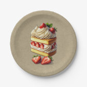 Slice of Strawberry Shortcake Aardbeien Papieren Bordje (Voorkant)