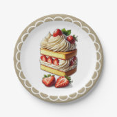 Slice of Strawberry Shortcake Aardbeien Papieren Bordje (Voorkant)