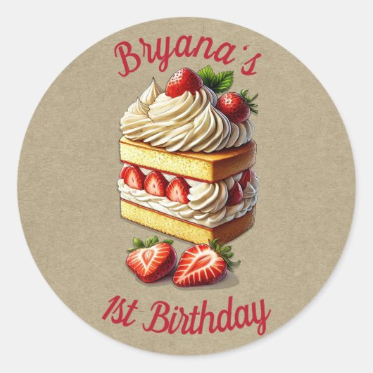Slice of Strawberry Shortcake Aardbeien Ronde Sticker (Voorkant)