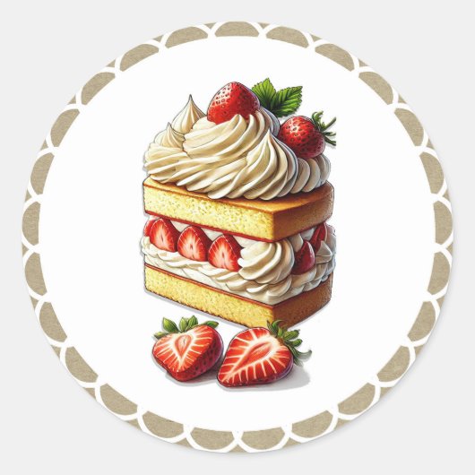 Slice of Strawberry Shortcake Aardbeien Ronde Sticker (Voorkant)