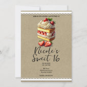 Slice Of Strawberry Shortcake Sweet 16 Verjaardag Kaart (Voorkant)