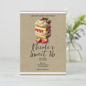 Slice Of Strawberry Shortcake Sweet 16 Verjaardag Kaart (Staand voorkant)