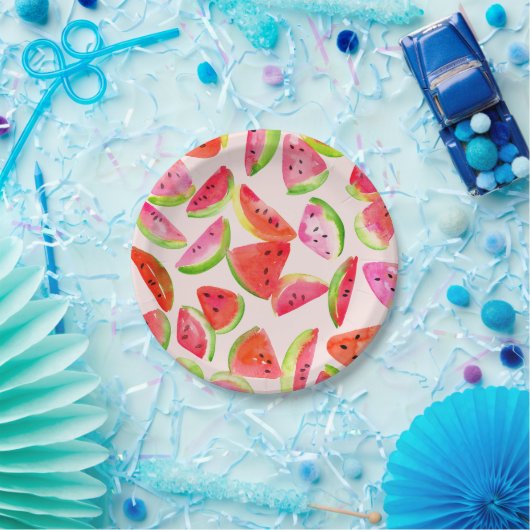 Slice of Summer Watermelon Paper Plates Papieren Bordje (Feest)
