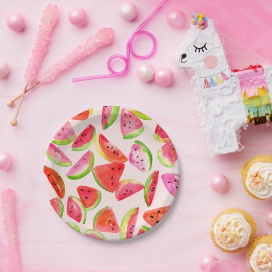 Slice of Summer Watermelon Paper Plates Papieren Bordje (Feest)