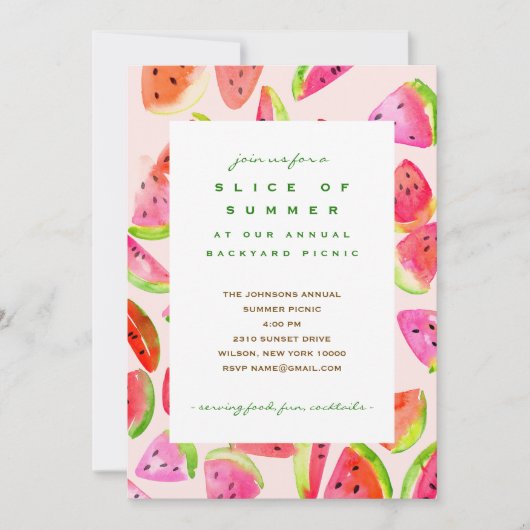 Slice of Summer Watermelon Party Invitation Kaart (Voorkant)