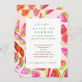 Slice of Summer Watermelon Party Invitation Kaart (Voorkant / Achterkant)
