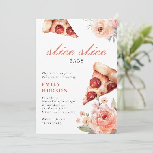 Slice Pizza Baby shower Kaart (Staand voorkant)
