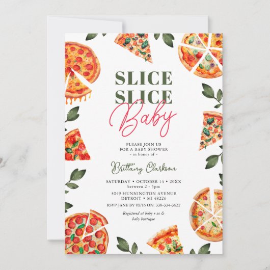 Slice Pizza Baby shower Kaart (Voorkant)