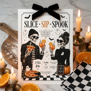 Slice Sip Spook Halloween Pizza Feest  Feestdagenkaart