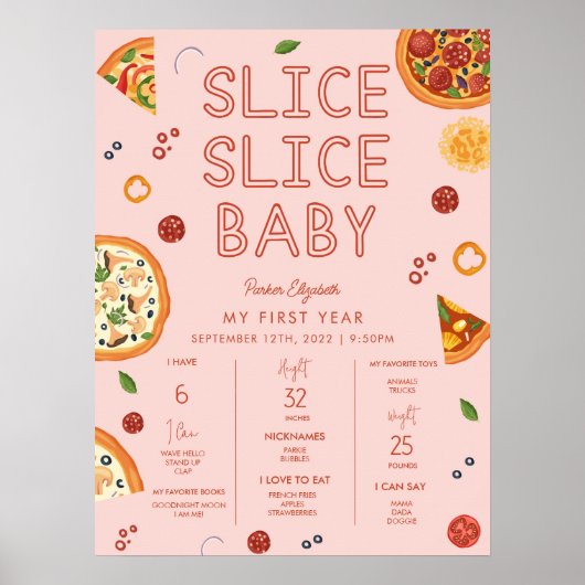 Slice Slice Baby First Birthday Milestone Poster (Voorkant)