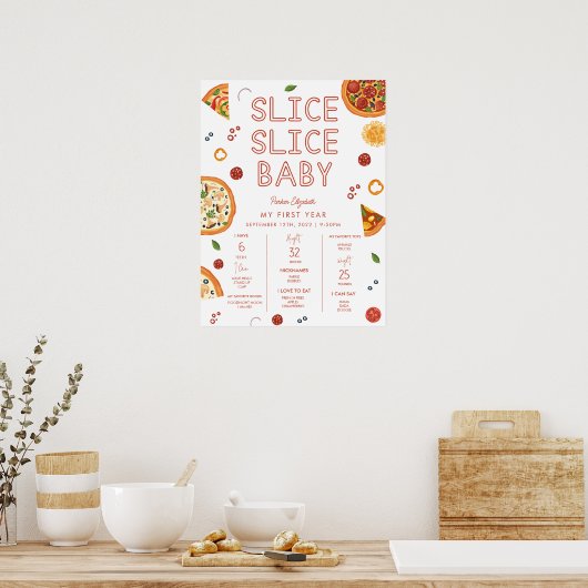 Slice Slice Baby First Birthday Milestone Poster (Keuken)