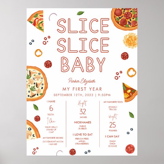 Slice Slice Baby First Birthday Milestone Poster (Voorkant)