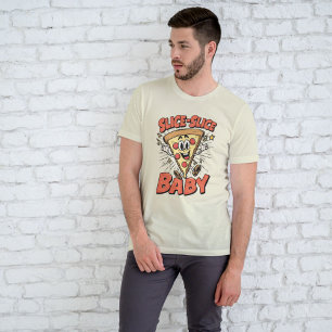 Slice Slice Baby Grappige Pizza Woordspeling Retro T-shirt