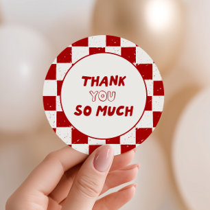 Slice Slice Baby Italiaans Rood Geruit Ronde Sticker