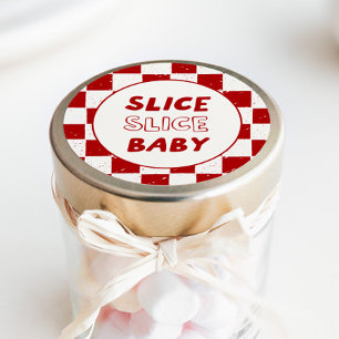 Slice Slice Baby Italiaans Rood Geruit Ronde Sticker