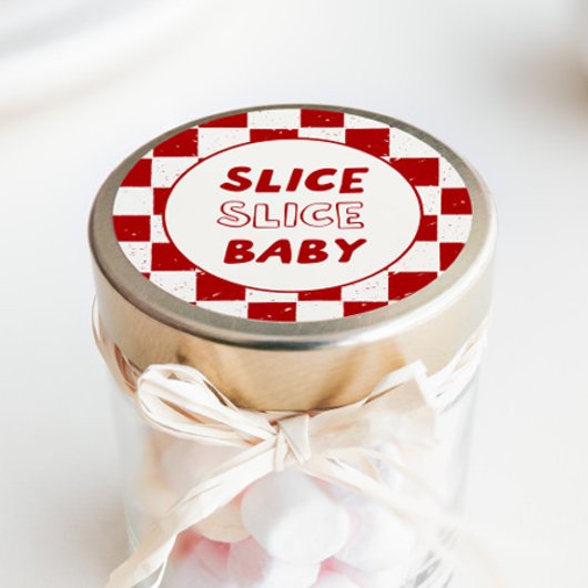 Slice Slice Baby Italiaans Rood Geruit Ronde Sticker