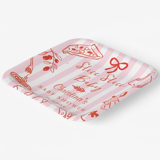 Slice Slice Baby Italian Baby Shower Paper Plate Papieren Bordje (Gebogen)