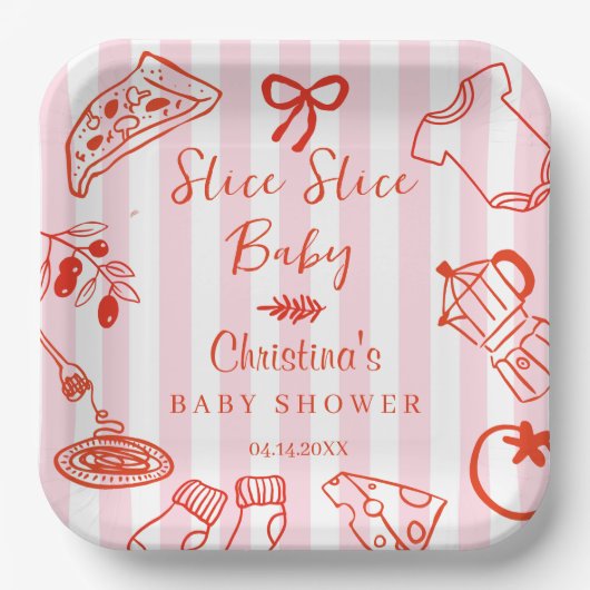 Slice Slice Baby Italian Baby Shower Paper Plate Papieren Bordje (Voorkant)