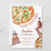 Slice Slice Baby Modern Pizza 1e verjaardag Kaart (Voorkant)