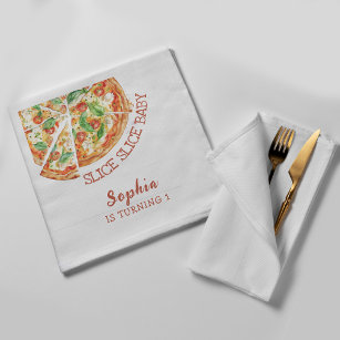 Slice Slice Baby Modern Pizza Birthday Party Napki Servet