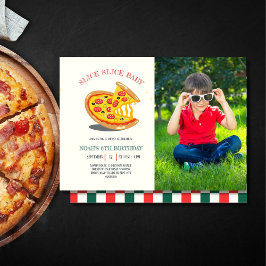 Slice Slice baby Modern Pizza Foto Verjaardagsfees Kaart
