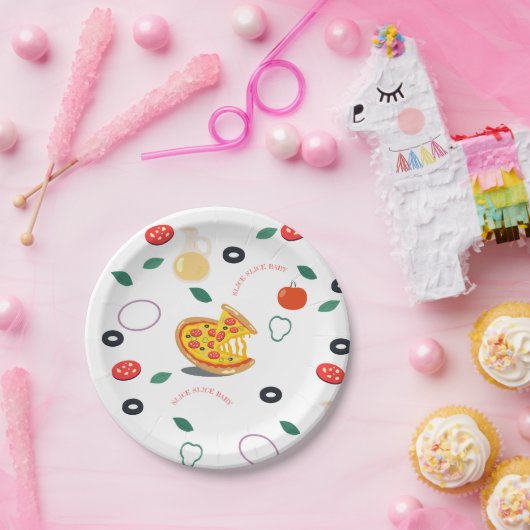 Slice Slice Baby Modern Pizza Verjaardagsfeest Papieren Bordje (Feest)