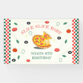 Slice Slice Baby Modern Pizza Verjaardagsfeest Spandoek (Horizontaal)
