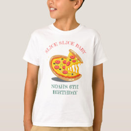Slice Slice Baby Modern Pizza Verjaardagsfeest T-shirt