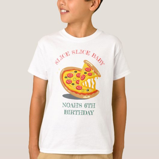 Slice Slice Baby Modern Pizza Verjaardagsfeest T-shirt (Voorkant)