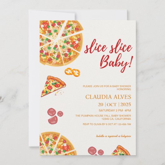 Slice Slice Baby picnic Pizza baby shower Kaart (Voorkant)