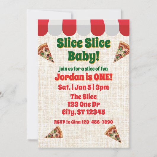 Slice Slice Baby, pizza 1e verjaardag Kaart (Voorkant)