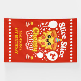 Slice Slice Baby Pizza 1st Birthday Vertical Spandoek