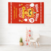 Slice Slice Baby Pizza 1st Birthday Vertical Spandoek (Insitu)
