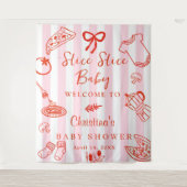 Slice Slice Baby Pizza Baby Shower Achtergrond Wandkleed (Voorkant)