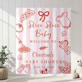 Slice Slice Baby Pizza Baby Shower Achtergrond Wandkleed
