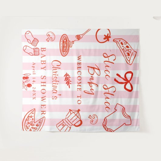 Slice Slice Baby Pizza Baby Shower Backdrop Wandkleed (Voorkant (horizontaal))