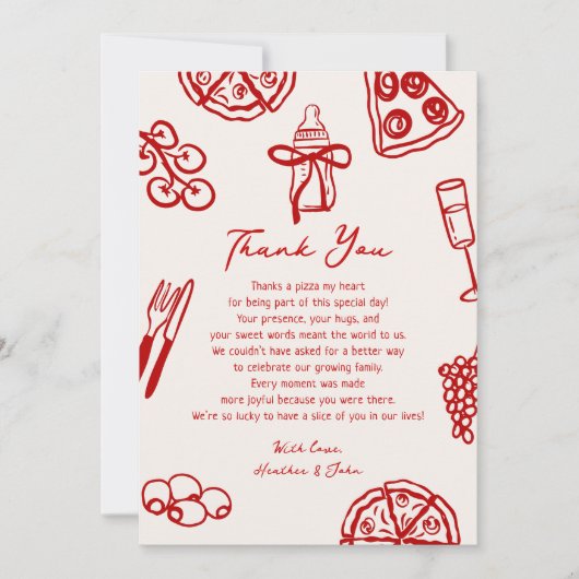 Slice Slice Baby Pizza Baby Shower Bedankkaart (Voorkant)