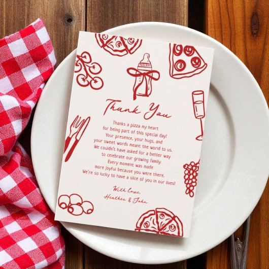 Slice Slice Baby Pizza Baby Shower Bedankkaart