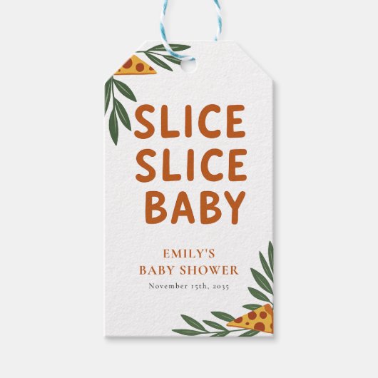 Slice Slice Baby Pizza Baby shower Cadeaulabel (Voorkant)